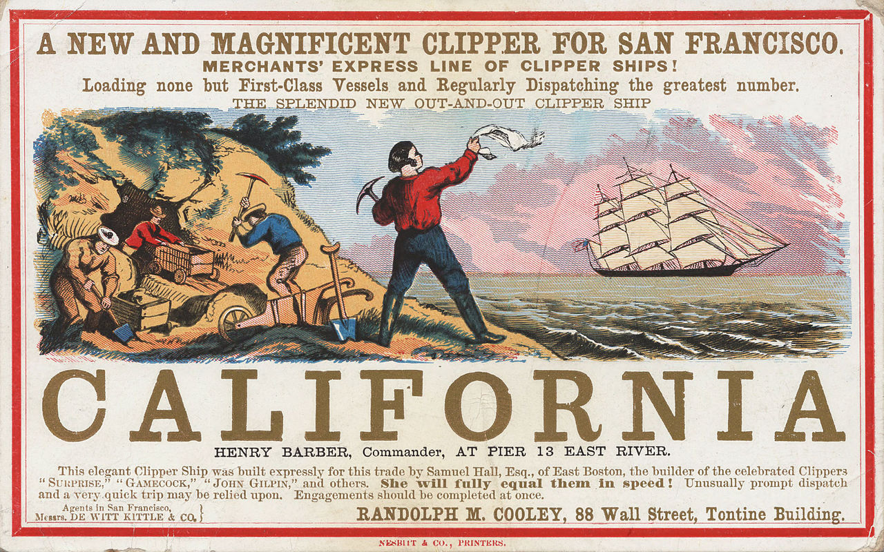Advertisement for California Clipper during gold rush