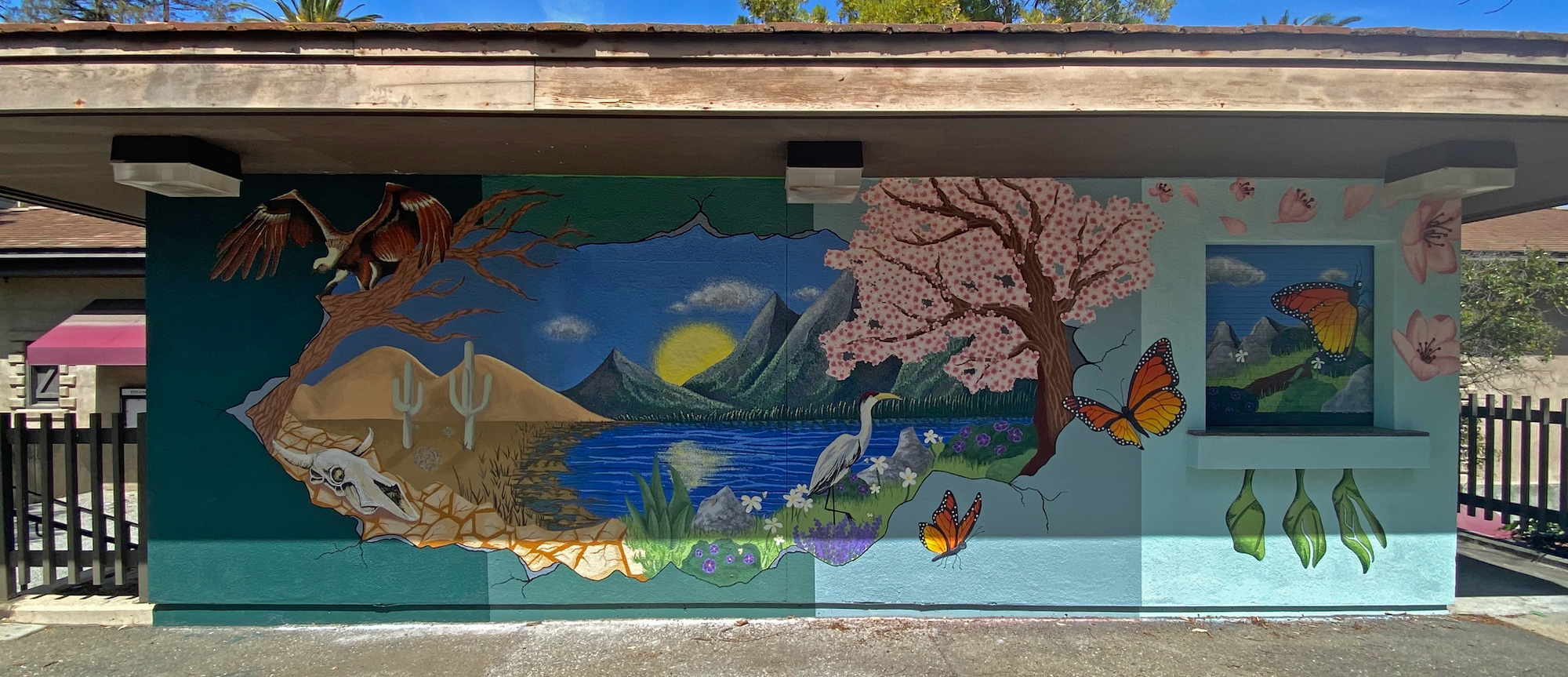 mural facing Campus Center patio