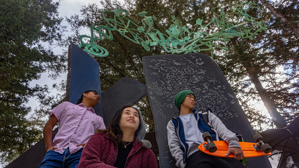 sculpture with student 