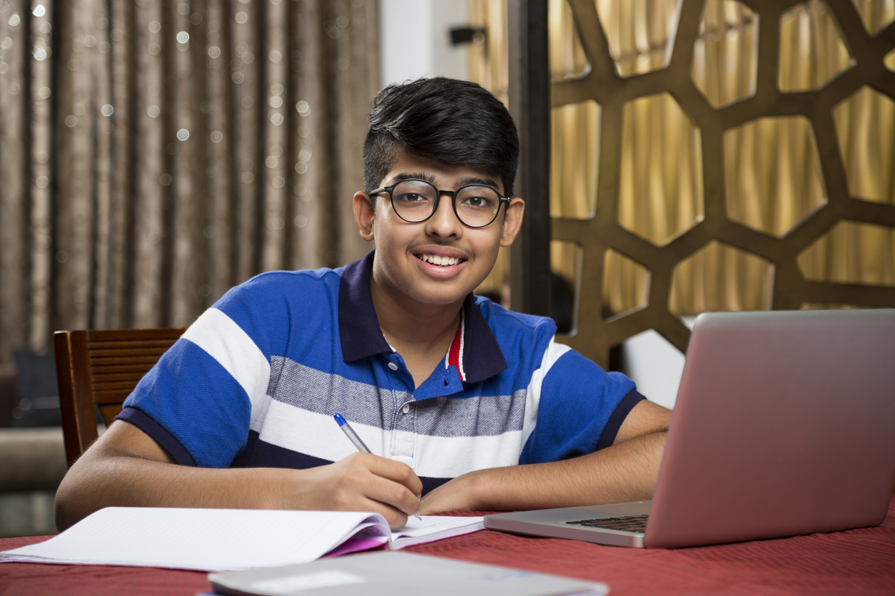 student with glasses