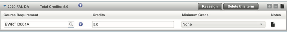 search classes that are not degree applicable