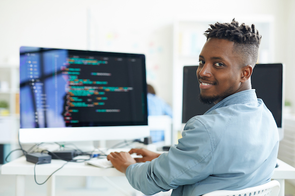 young man at computer