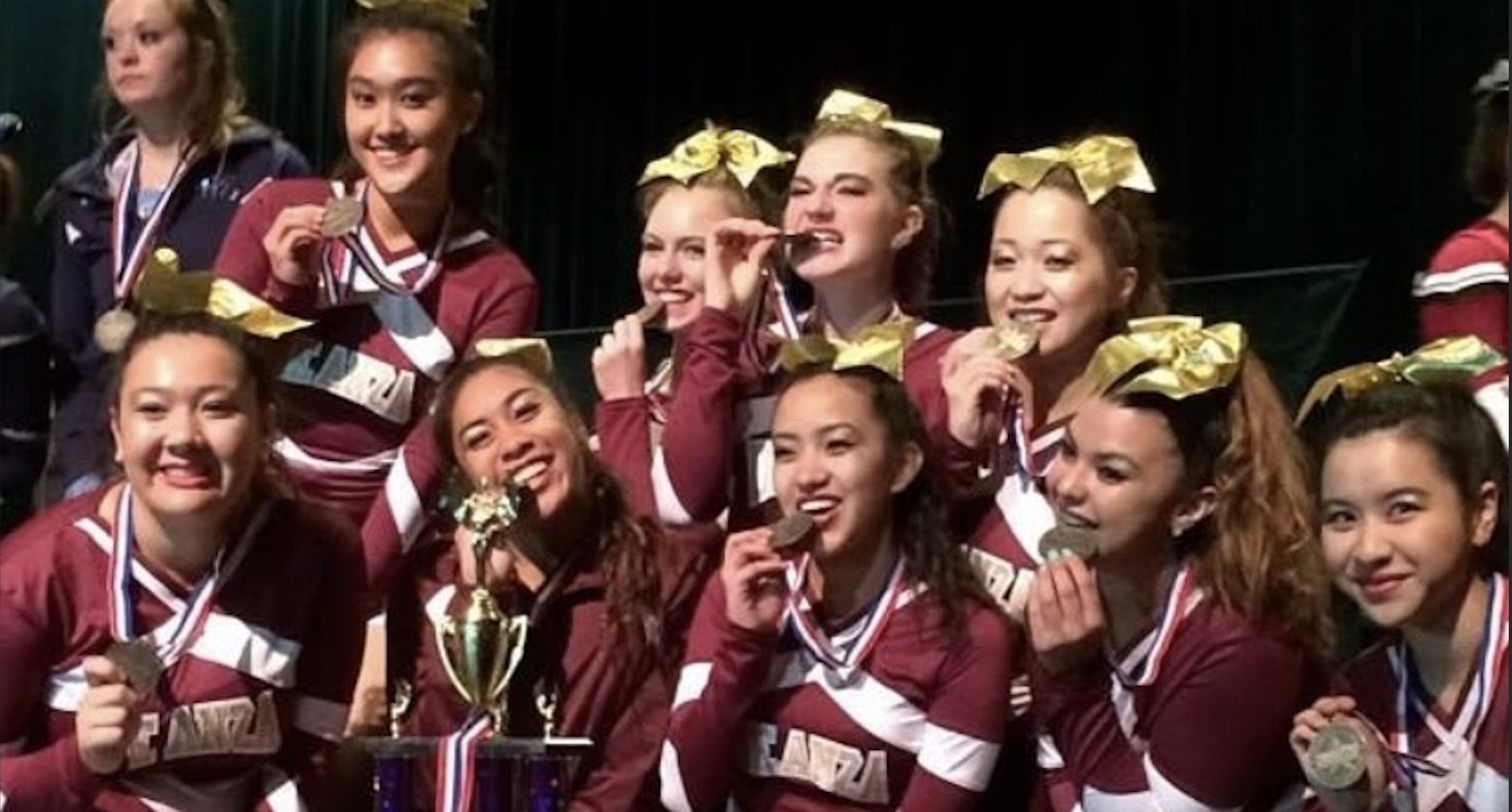 De Anza Cheer Team at awards ceremony