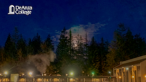 View of De Anza College pool area at night