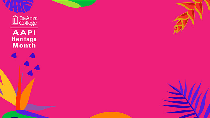 AAPI Heritage Month hot pink tropical Zoom background (version 1)
