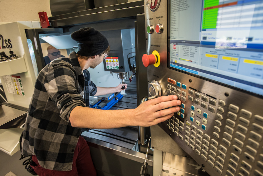 male student with machine