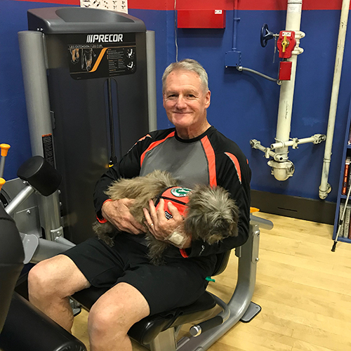 Bob Lesh working out in the APE gymnasium