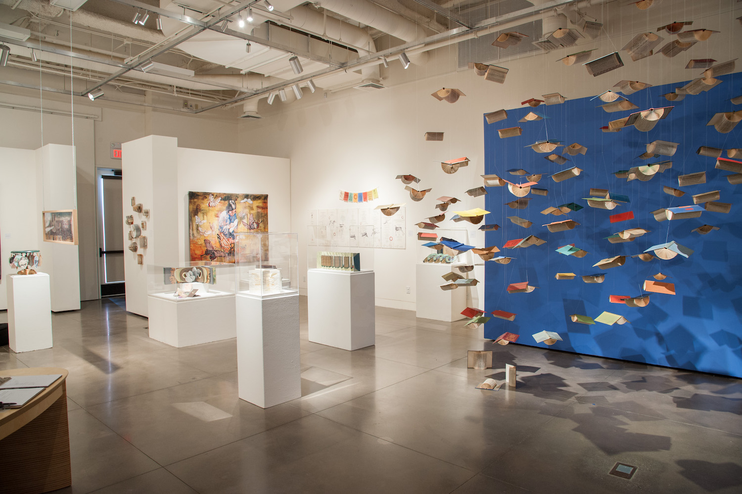 flying books on display in the gallery