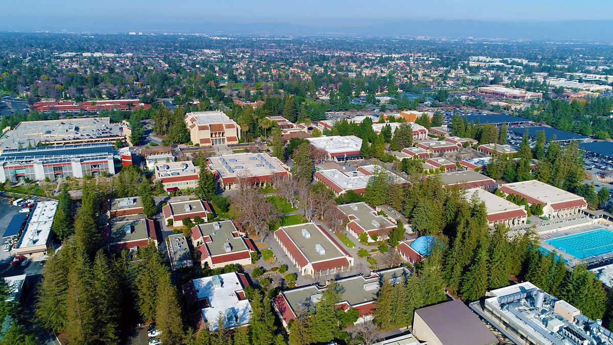 aerial shot of the De Anza campus