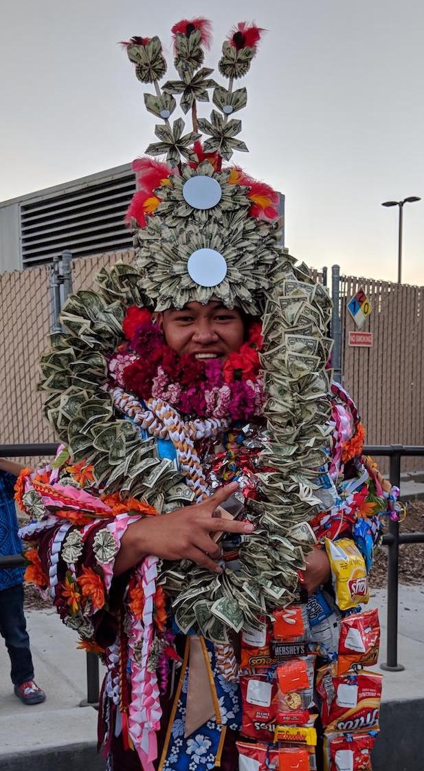grad with money costume