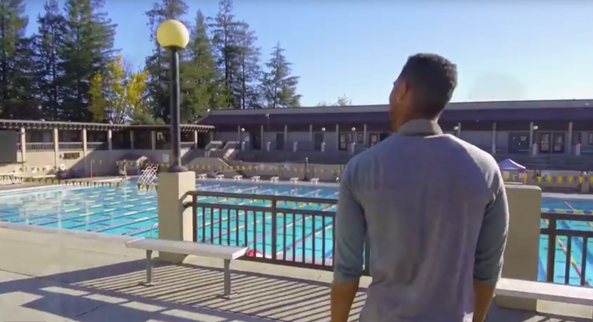 student at pool