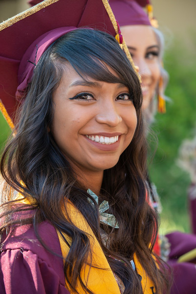 group of smiling students on campus