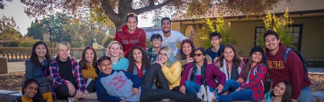 line of smiling students