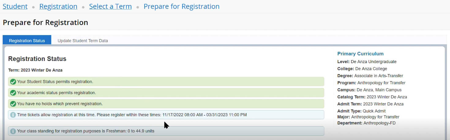 Registration Status