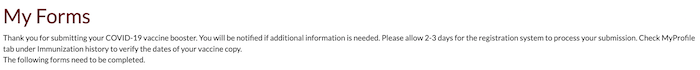 booster confirmation message