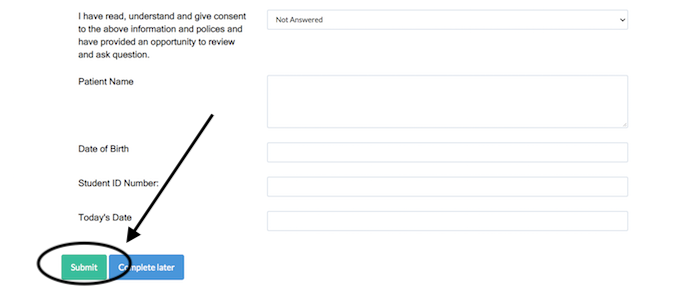 Pyramed consent form - submit button