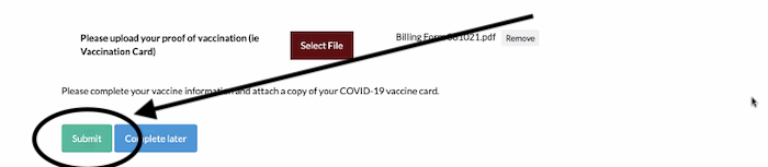 Pyramed form to submit vax record
