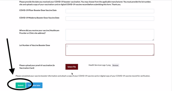 Pyramed form to submit booster record