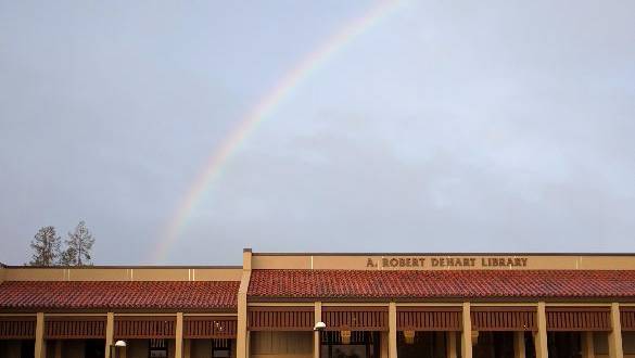 rainbow over De Anza library