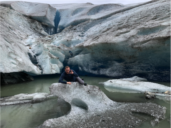 Jeremy Smith climbing on glacier