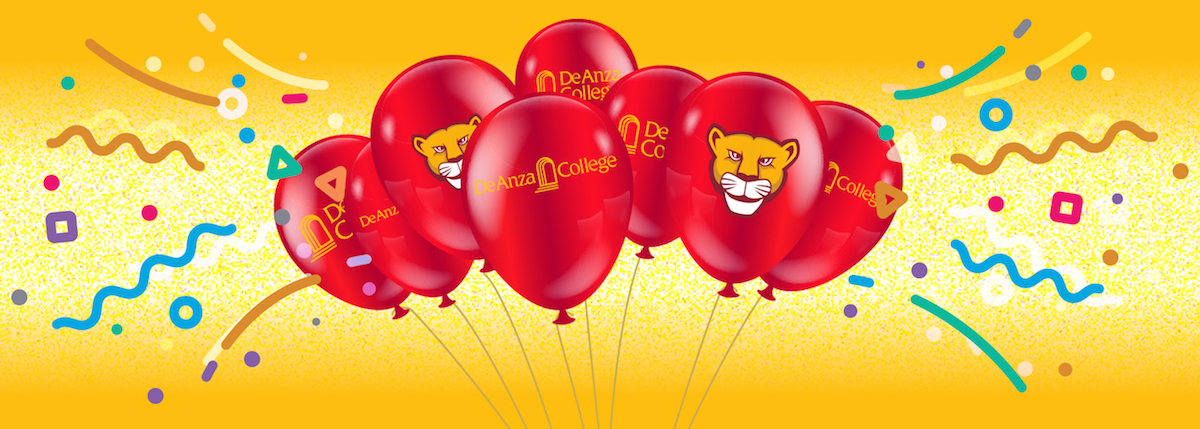 red balloons with mountain lion face